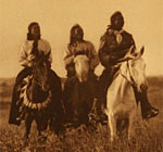 Three Native American riders in South Dakota, circa 1900. Photo courtesy of the Edward S. Curtis Collection, National Archives 